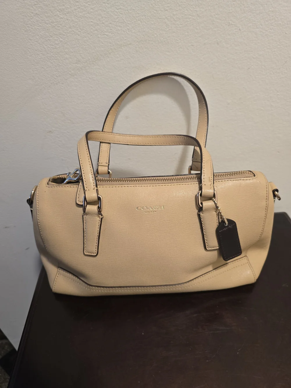 Coach Cream Leather Satchel with Top Handles
